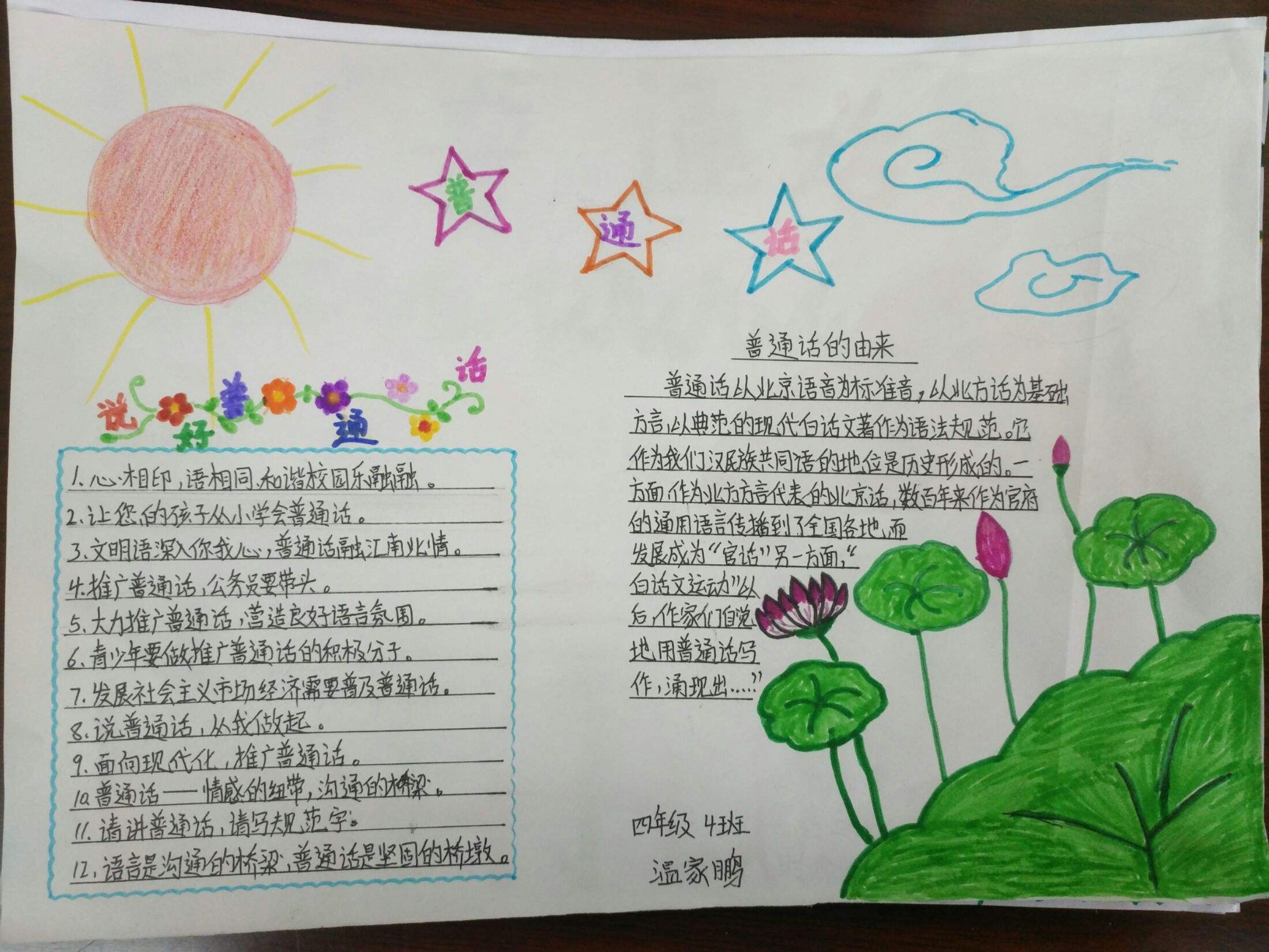 推广普通话手抄报内容(推广普通话手抄报内容简短)